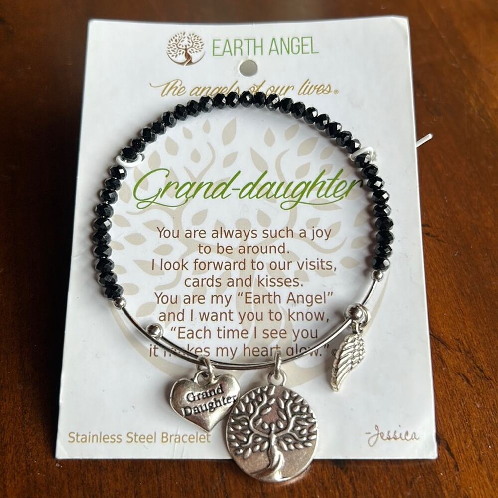 Earth Angel Granddaughter Stainless Steel Bracelet. New on Card. #305